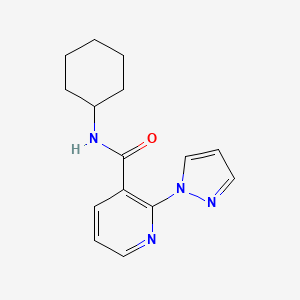 molecular formula C15H18N4O B7516844 N-cyclohexyl-2-pyrazol-1-ylpyridine-3-carboxamide 