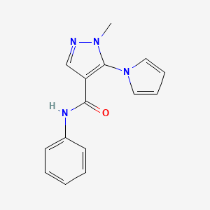molecular formula C15H14N4O B7516847 1-methyl-N-phenyl-5-(1H-pyrrol-1-yl)-1H-pyrazole-4-carboxamide 