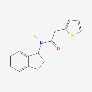molecular formula C16H17NOS B7516905 N-(2,3-dihydro-1H-inden-1-yl)-N-methyl-2-thiophen-2-ylacetamide 
