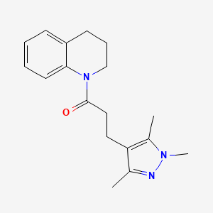 molecular formula C18H23N3O B7516920 1-(3,4-dihydro-2H-quinolin-1-yl)-3-(1,3,5-trimethylpyrazol-4-yl)propan-1-one 