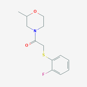 molecular formula C13H16FNO2S B7516974 2-(2-Fluorophenyl)sulfanyl-1-(2-methylmorpholin-4-yl)ethanone 