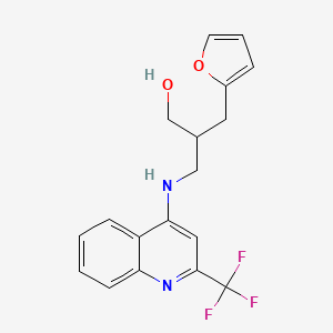 molecular formula C18H17F3N2O2 B7517012 2-(Furan-2-ylmethyl)-3-[[2-(trifluoromethyl)quinolin-4-yl]amino]propan-1-ol 