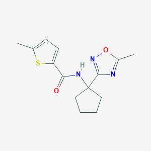 molecular formula C14H17N3O2S B7517073 5-methyl-N-[1-(5-methyl-1,2,4-oxadiazol-3-yl)cyclopentyl]thiophene-2-carboxamide 