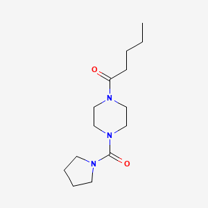molecular formula C14H25N3O2 B7517081 1-[4-(Pyrrolidine-1-carbonyl)piperazin-1-yl]pentan-1-one 
