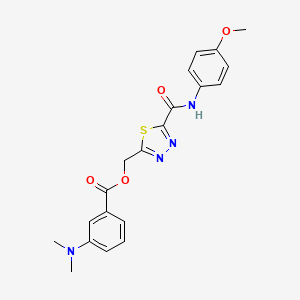 [5-[(4-Methoxyphenyl)carbamoyl]-1,3,4-thiadiazol-2-yl]methyl 3-(dimethylamino)benzoate