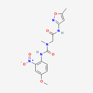 molecular formula C15H17N5O6 B7517133 2-[(4-methoxy-2-nitrophenyl)carbamoyl-methylamino]-N-(5-methyl-1,2-oxazol-3-yl)acetamide 