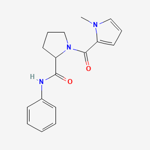 molecular formula C17H19N3O2 B7517145 1-(1-methylpyrrole-2-carbonyl)-N-phenylpyrrolidine-2-carboxamide 