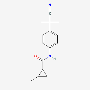 molecular formula C15H18N2O B7517214 N-[4-(2-cyanopropan-2-yl)phenyl]-2-methylcyclopropane-1-carboxamide 