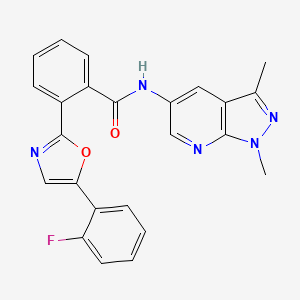 molecular formula C24H18FN5O2 B7517232 N-(1,3-dimethylpyrazolo[3,4-b]pyridin-5-yl)-2-[5-(2-fluorophenyl)-1,3-oxazol-2-yl]benzamide 