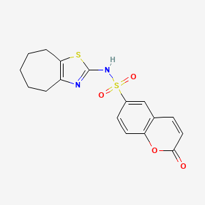 2-oxo-N-(5,6,7,8-tetrahydro-4H-cyclohepta[d][1,3]thiazol-2-yl)chromene-6-sulfonamide