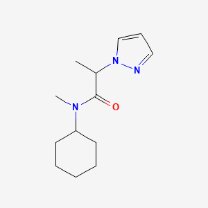 molecular formula C13H21N3O B7517310 N-cyclohexyl-N-methyl-2-pyrazol-1-ylpropanamide 