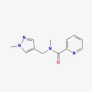 molecular formula C12H14N4O B7517332 N-methyl-N-[(1-methylpyrazol-4-yl)methyl]pyridine-2-carboxamide 