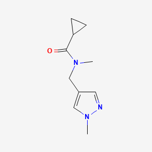 molecular formula C10H15N3O B7517343 N-methyl-N-[(1-methylpyrazol-4-yl)methyl]cyclopropanecarboxamide 