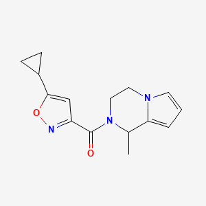 molecular formula C15H17N3O2 B7517368 (5-cyclopropyl-1,2-oxazol-3-yl)-(1-methyl-3,4-dihydro-1H-pyrrolo[1,2-a]pyrazin-2-yl)methanone 