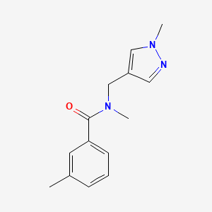 molecular formula C14H17N3O B7517374 N,3-dimethyl-N-[(1-methylpyrazol-4-yl)methyl]benzamide 