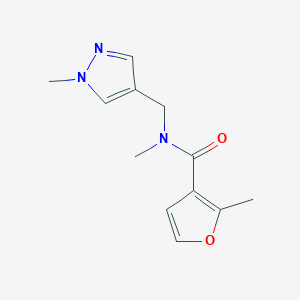 molecular formula C12H15N3O2 B7517388 N,2-dimethyl-N-[(1-methylpyrazol-4-yl)methyl]furan-3-carboxamide 
