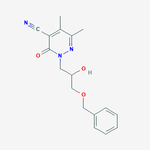 molecular formula C17H19N3O3 B7517401 2-(2-Hydroxy-3-phenylmethoxypropyl)-5,6-dimethyl-3-oxopyridazine-4-carbonitrile 