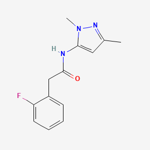 molecular formula C13H14FN3O B7517412 N-(2,5-dimethylpyrazol-3-yl)-2-(2-fluorophenyl)acetamide 