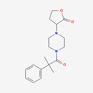 molecular formula C18H24N2O3 B7517414 3-[4-(2-Methyl-2-phenylpropanoyl)piperazin-1-yl]oxolan-2-one 