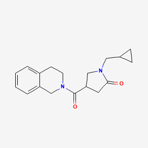 molecular formula C18H22N2O2 B7517603 1-(cyclopropylmethyl)-4-(3,4-dihydro-1H-isoquinoline-2-carbonyl)pyrrolidin-2-one 