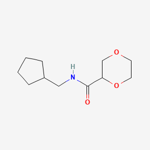 molecular formula C11H19NO3 B7517637 N-(cyclopentylmethyl)-1,4-dioxane-2-carboxamide 