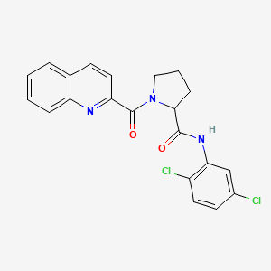 molecular formula C21H17Cl2N3O2 B7517644 N-(2,5-dichlorophenyl)-1-(quinoline-2-carbonyl)pyrrolidine-2-carboxamide 