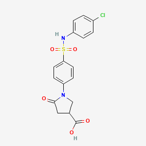molecular formula C17H15ClN2O5S B7517725 1-[4-[(4-Chlorophenyl)sulfamoyl]phenyl]-5-oxopyrrolidine-3-carboxylic acid 