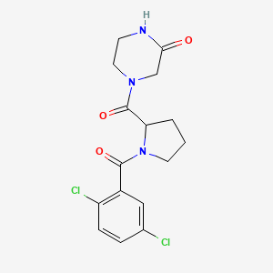 molecular formula C16H17Cl2N3O3 B7517729 4-[1-(2,5-Dichlorobenzoyl)pyrrolidine-2-carbonyl]piperazin-2-one 