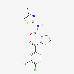 molecular formula C16H15Cl2N3O2S B7517742 1-(3,4-dichlorobenzoyl)-N-(4-methyl-1,3-thiazol-2-yl)pyrrolidine-2-carboxamide 