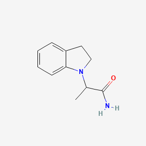 molecular formula C11H14N2O B7517790 1-(1-Carbamoyl)ethylindoline 