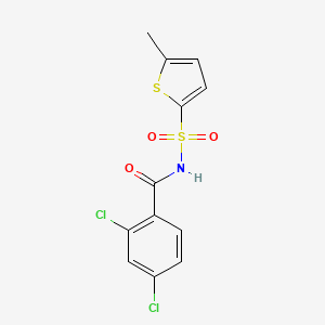 molecular formula C12H9Cl2NO3S2 B7517815 2,4-dichloro-N-(5-methylthiophen-2-yl)sulfonylbenzamide 