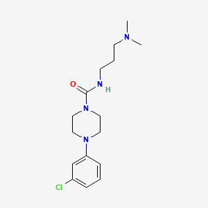 molecular formula C16H25ClN4O B7517863 4-(3-chlorophenyl)-N-[3-(dimethylamino)propyl]piperazine-1-carboxamide 