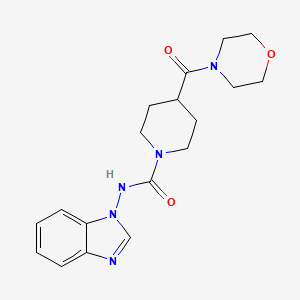 molecular formula C18H23N5O3 B7517873 N-(benzimidazol-1-yl)-4-(morpholine-4-carbonyl)piperidine-1-carboxamide 