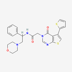 molecular formula C24H24N4O3S2 B7517932 N-(2-morpholin-4-yl-1-phenylethyl)-2-(4-oxo-5-thiophen-2-ylthieno[2,3-d]pyrimidin-3-yl)acetamide 