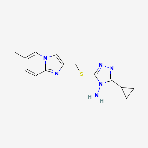 molecular formula C14H16N6S B7517947 3-Cyclopropyl-5-[(6-methylimidazo[1,2-a]pyridin-2-yl)methylsulfanyl]-1,2,4-triazol-4-amine 