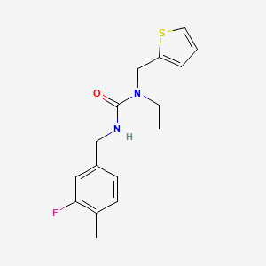 molecular formula C16H19FN2OS B7517952 1-Ethyl-3-[(3-fluoro-4-methylphenyl)methyl]-1-(thiophen-2-ylmethyl)urea 