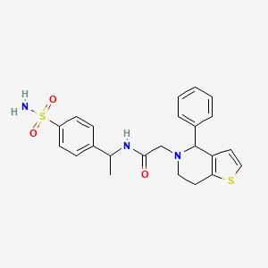 molecular formula C23H25N3O3S2 B7517960 2-(4-phenyl-6,7-dihydro-4H-thieno[3,2-c]pyridin-5-yl)-N-[1-(4-sulfamoylphenyl)ethyl]acetamide 