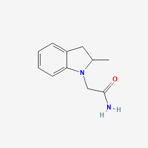 molecular formula C11H14N2O B7518063 2-(2-Methyl-2,3-dihydroindol-1-yl)acetamide 