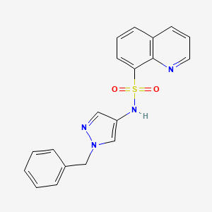 molecular formula C19H16N4O2S B7518138 N-(1-benzylpyrazol-4-yl)quinoline-8-sulfonamide 