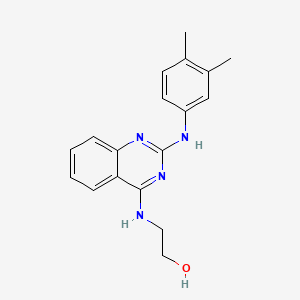 molecular formula C18H20N4O B7518142 2-({2-[(3,4-Dimethylphenyl)amino]-4-quinazolinyl}amino)ethanol hydrochloride 