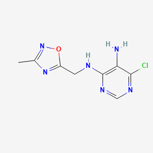 molecular formula C8H9ClN6O B7518239 6-chloro-4-N-[(3-methyl-1,2,4-oxadiazol-5-yl)methyl]pyrimidine-4,5-diamine 