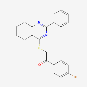 molecular formula C22H19BrN2OS B7518256 1-(4-Bromophenyl)-2-[(2-phenyl-5,6,7,8-tetrahydroquinazolin-4-yl)thio]ethanone 