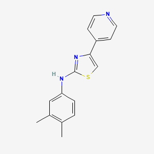 molecular formula C16H15N3S B7518266 N-(3,4-Dimethylphenyl)-4-(4-pyridinyl)-1,3-thiazol-2-amine 