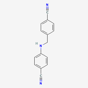 molecular formula C15H11N3 B7518289 4-[(4-Cyanoanilino)methyl]benzonitrile 