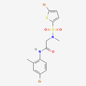 molecular formula C14H14Br2N2O3S2 B7518317 N~1~-(4-bromo-2-methylphenyl)-N~2~-[(5-bromothien-2-yl)sulfonyl]-N~2~-methylglycinamide 
