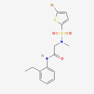 molecular formula C15H17BrN2O3S2 B7518321 N~2~-[(5-bromothien-2-yl)sulfonyl]-N~1~-(2-ethylphenyl)-N~2~-methylglycinamide 