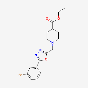 molecular formula C17H20BrN3O3 B7518327 Ethyl 1-{[5-(3-bromophenyl)-1,3,4-oxadiazol-2-yl]methyl}-4-piperidinecarboxylate 