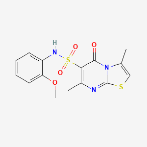 molecular formula C15H15N3O4S2 B7518335 N-(2-methoxyphenyl)-3,7-dimethyl-5-oxo-5H-[1,3]thiazolo[3,2-a]pyrimidine-6-sulfonamide 