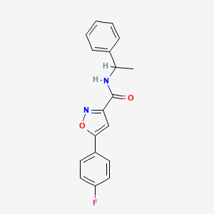 molecular formula C18H15FN2O2 B7518372 5-(4-fluorophenyl)-N-(1-phenylethyl)isoxazole-3-carboxamide 