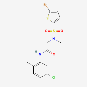 molecular formula C14H14BrClN2O3S2 B7518421 N~2~-[(5-bromothien-2-yl)sulfonyl]-N~1~-(5-chloro-2-methylphenyl)-N~2~-methylglycinamide 